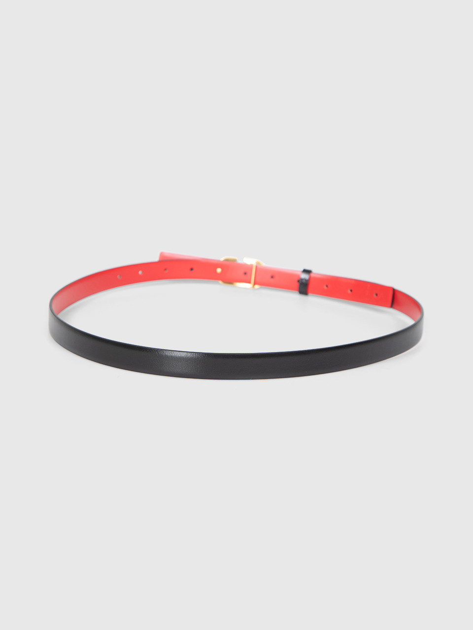 Valentino Garavani Red & Black Leather V Reversible Belt