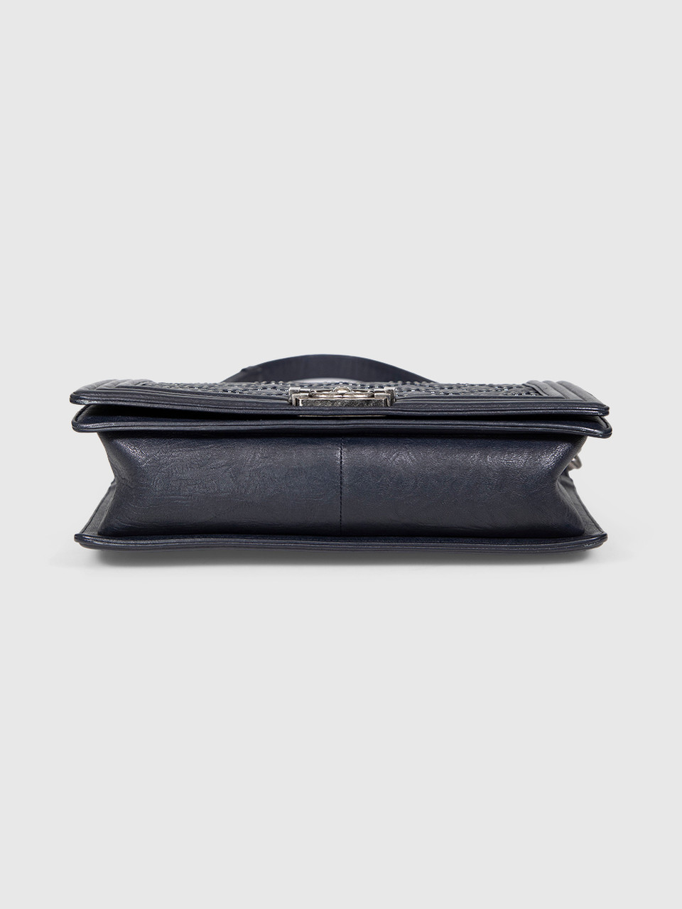 Chanel Vintage Navy Leather Studded Boy Bag