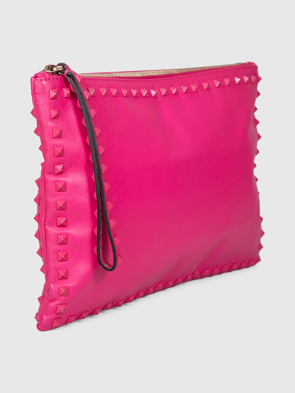Valentino Garavani Pink Studded Leather Clutch
