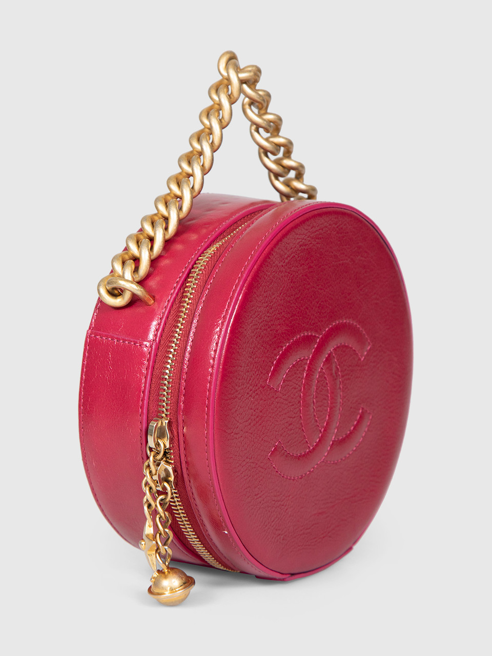 Chanel 2018 Burgundy Leather CC Round As Earth Bag
