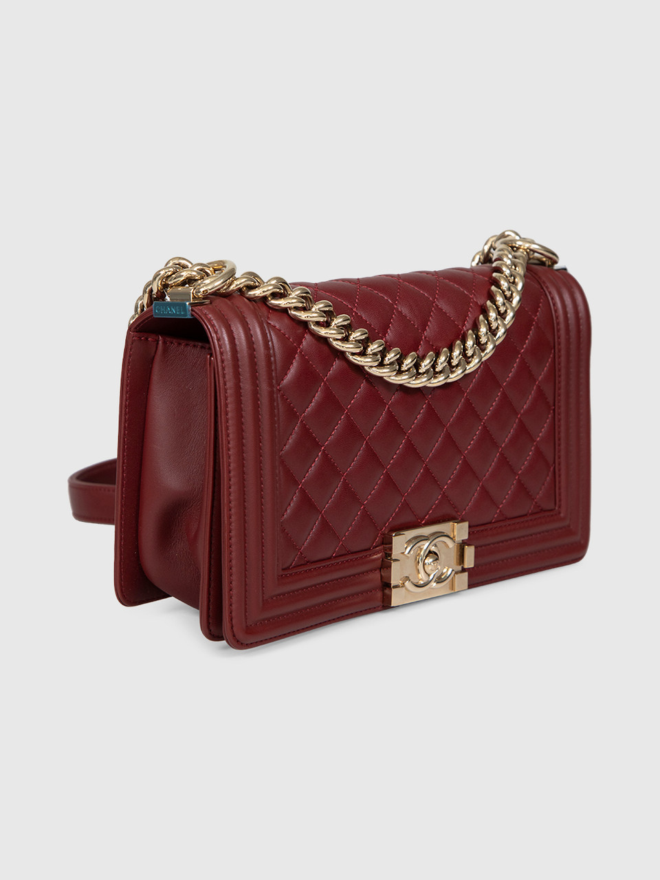 Chanel 2016 Burgundy Leather Quilted Boy Bag
