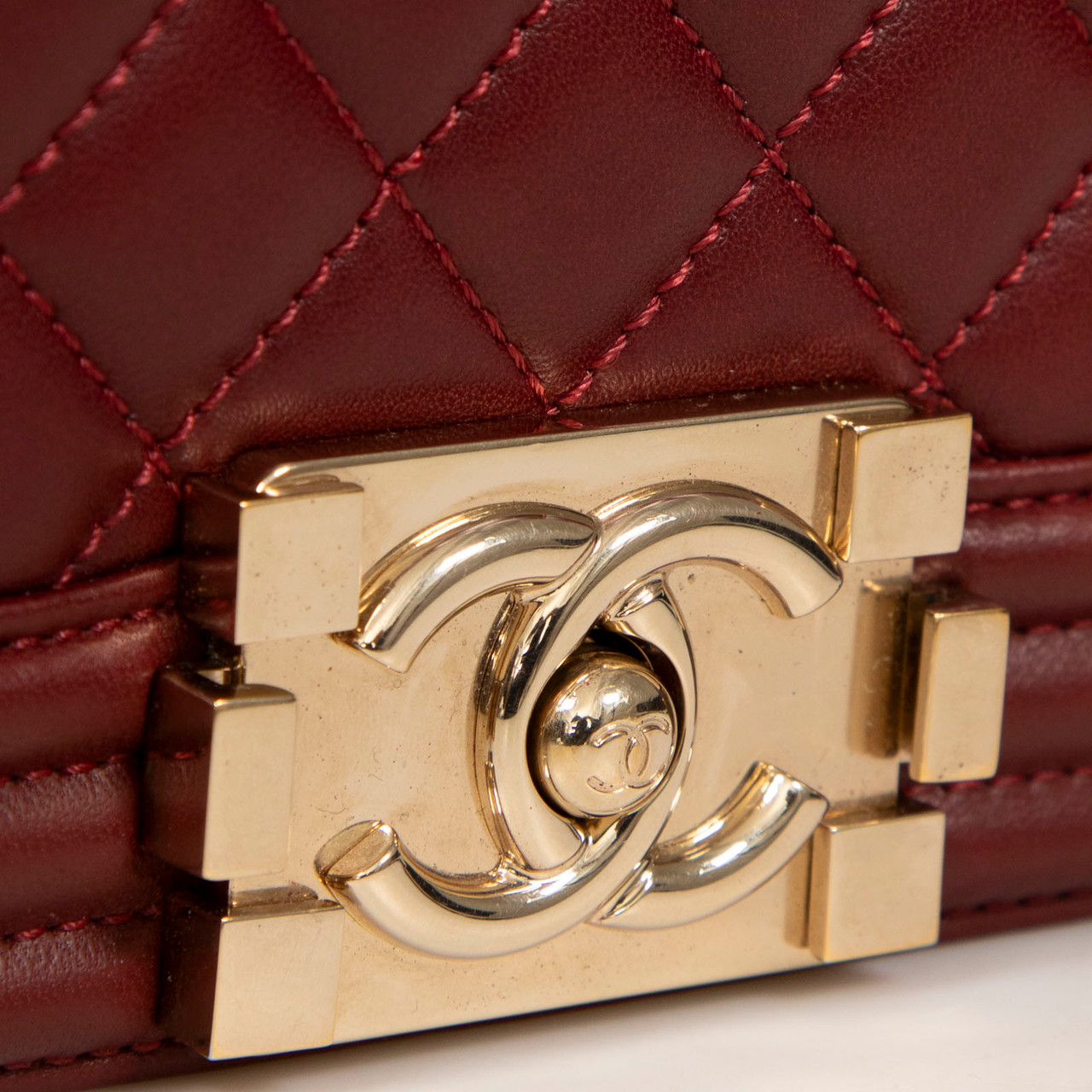 Chanel 2016 Burgundy Leather Quilted Boy Bag