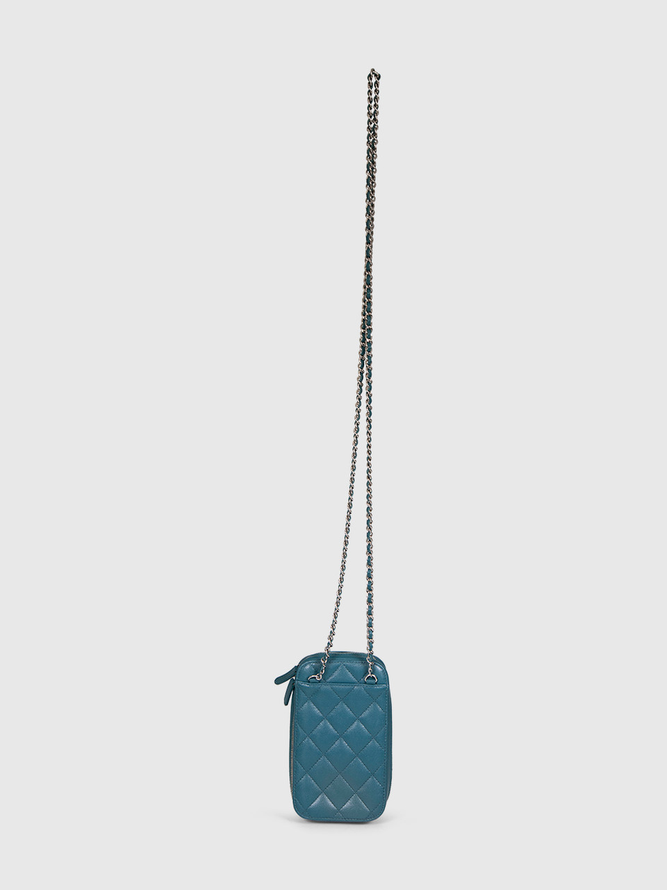 Chanel 2018-19 Teal Leather Phone Holder Bag