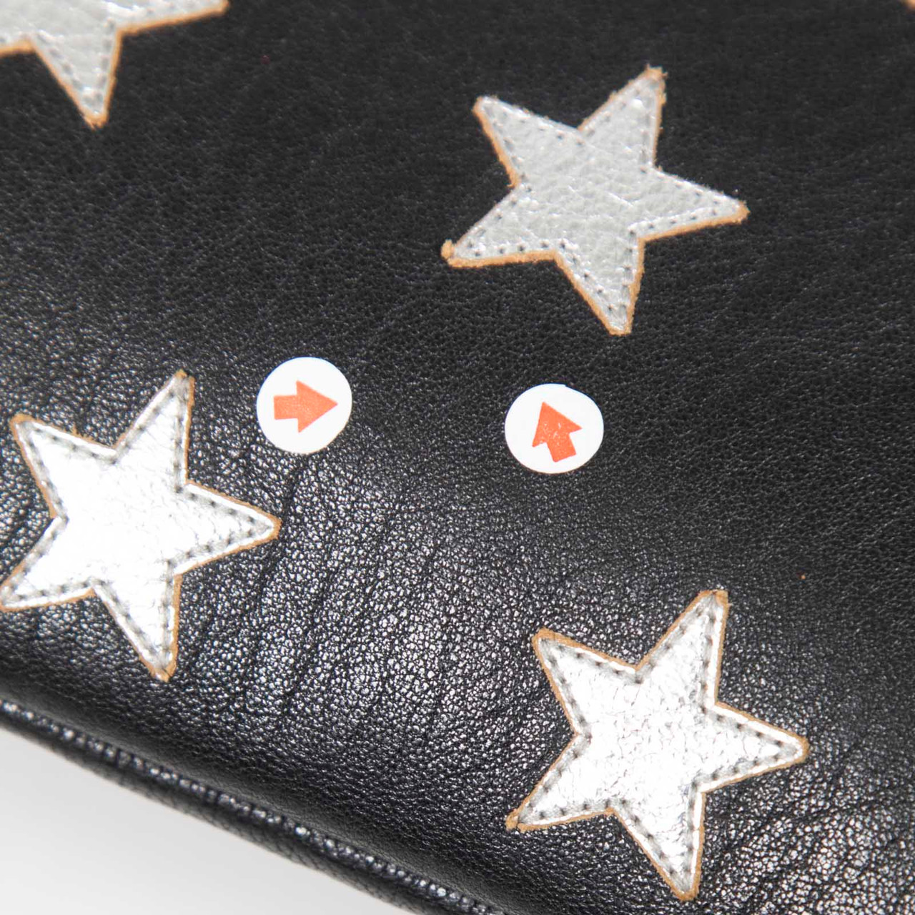 Saint Laurent Black Leather Star Clutch Bag