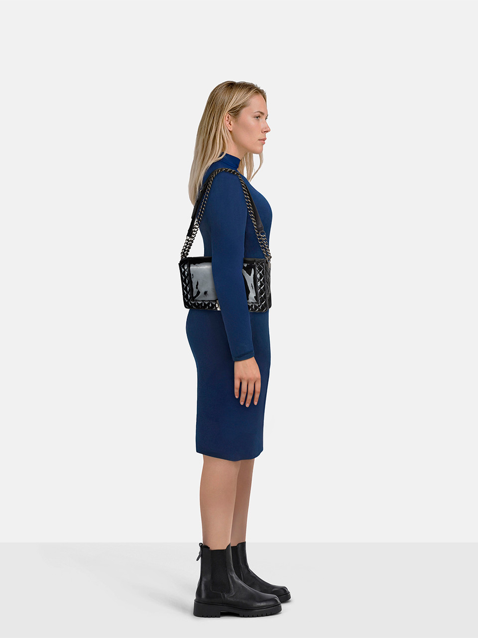 Chanel 2013-14 Black Patent Reverso Boy Bag