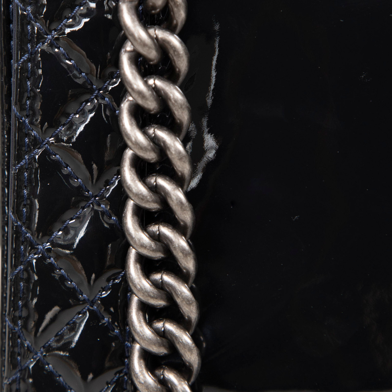 Chanel 2013-14 Black Patent Reverso Boy Bag