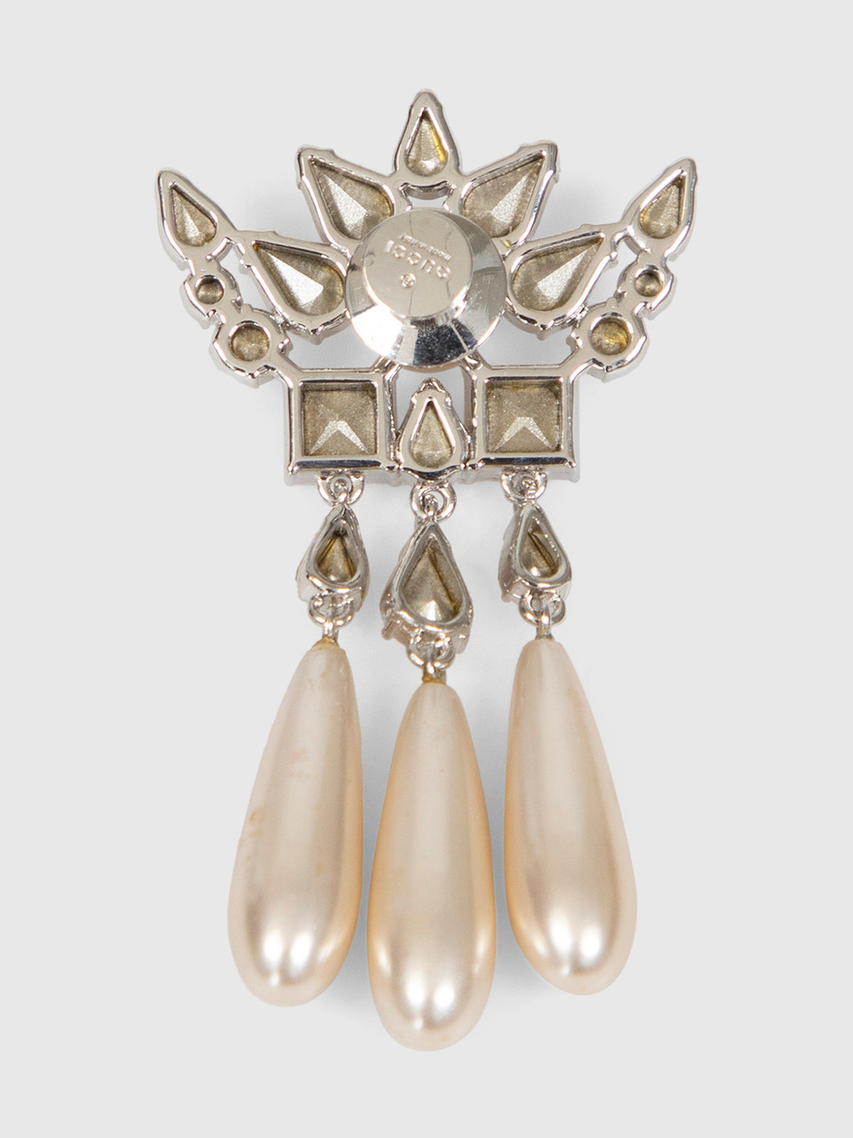 Gucci Crystal & Faux Pearl Brooch