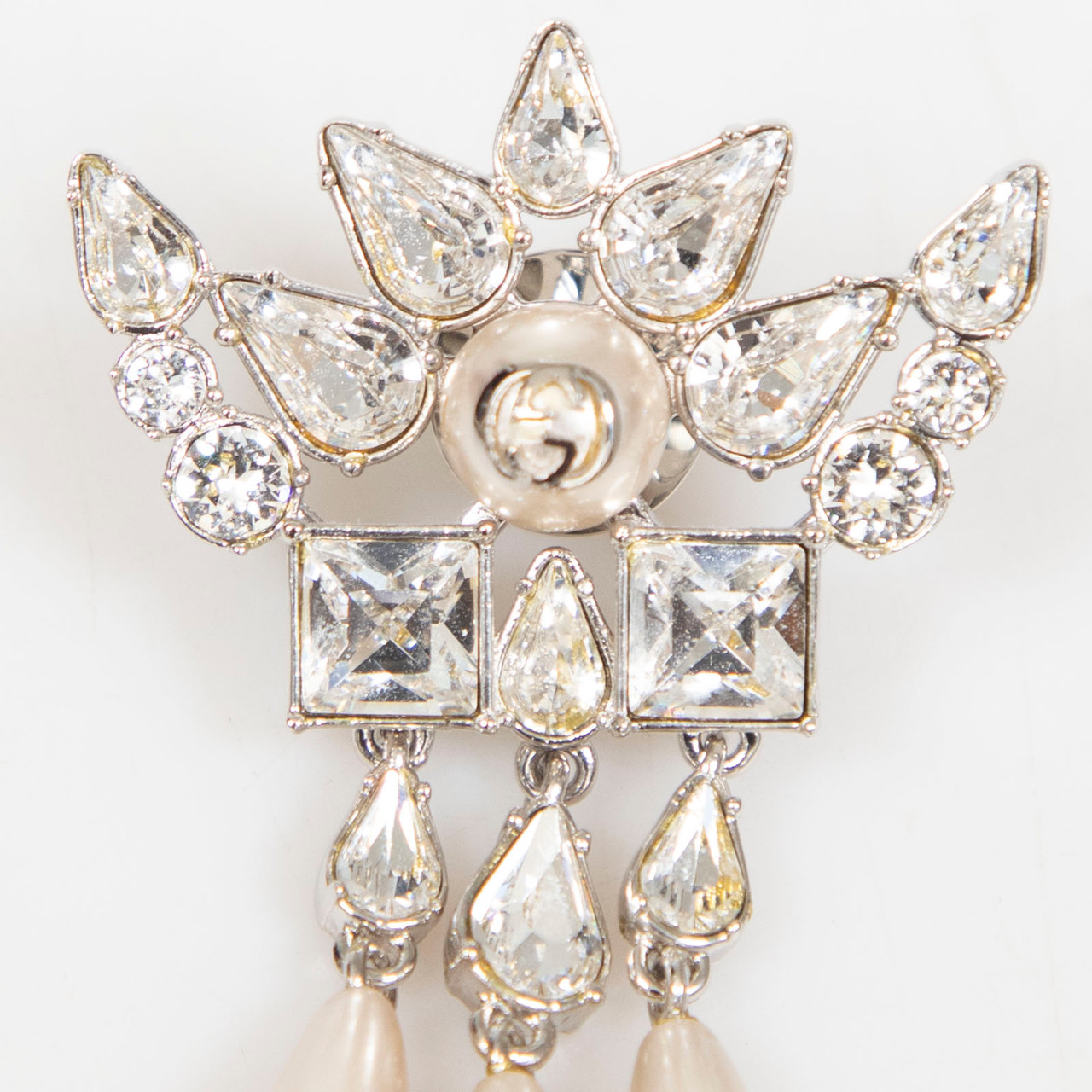 Gucci Crystal & Faux Pearl Brooch