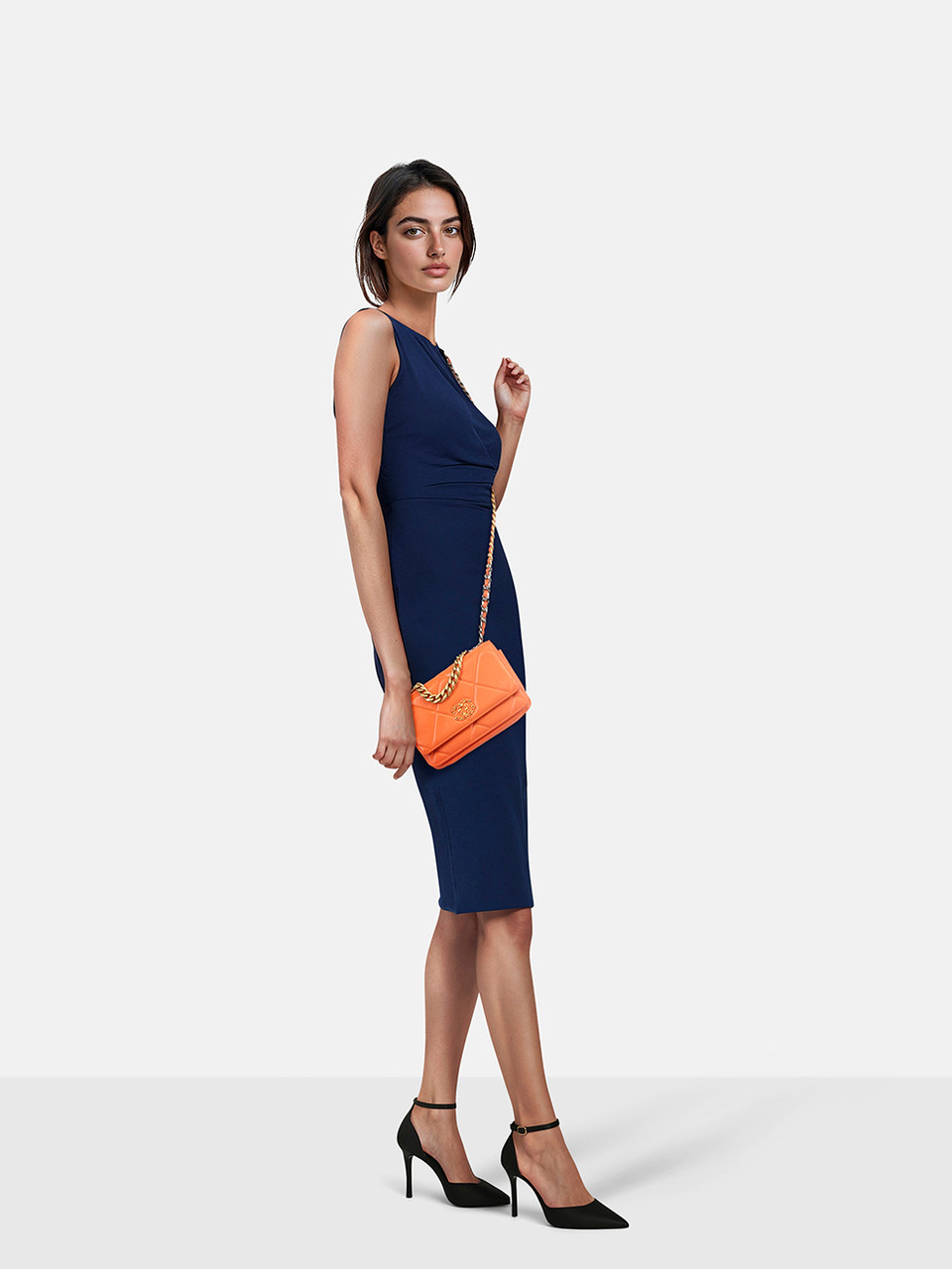 Chanel 2019 Orange Leather 19 Wallet on Chain