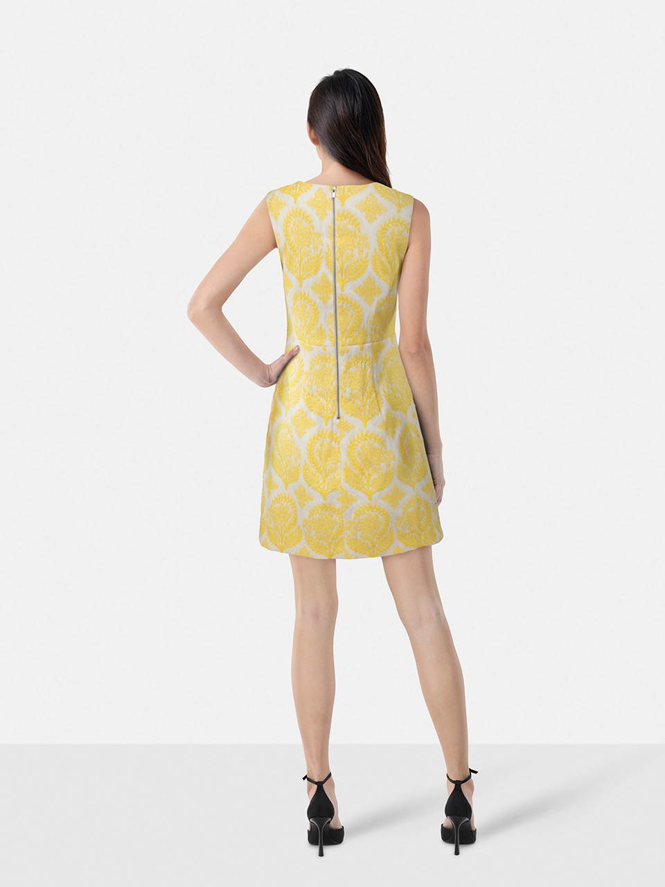 Diane Von Furstenberg Yellow + White Jacquard Dress