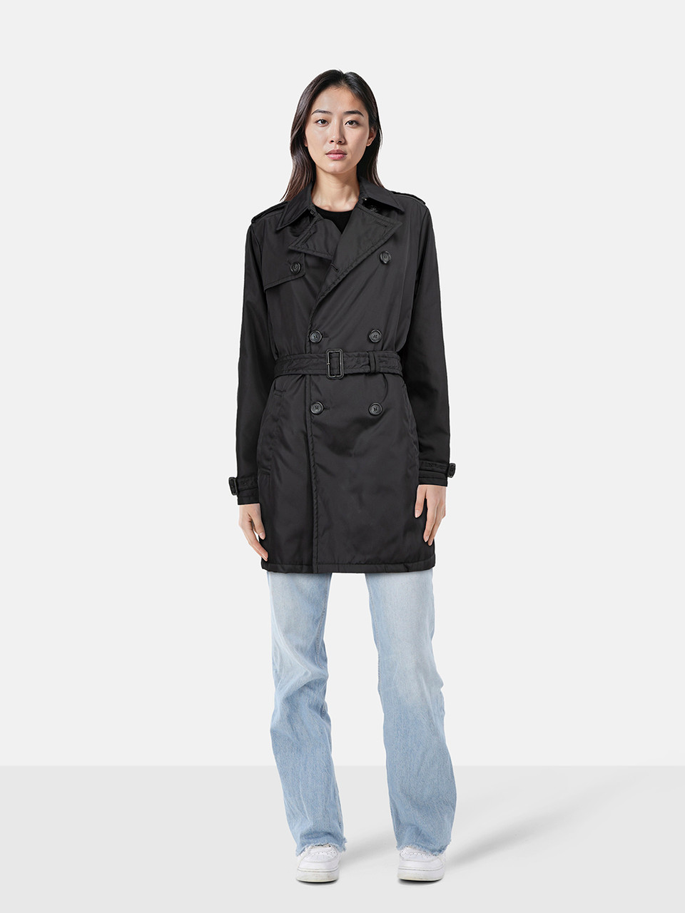 Prada Black Double Breasted Trench Coat