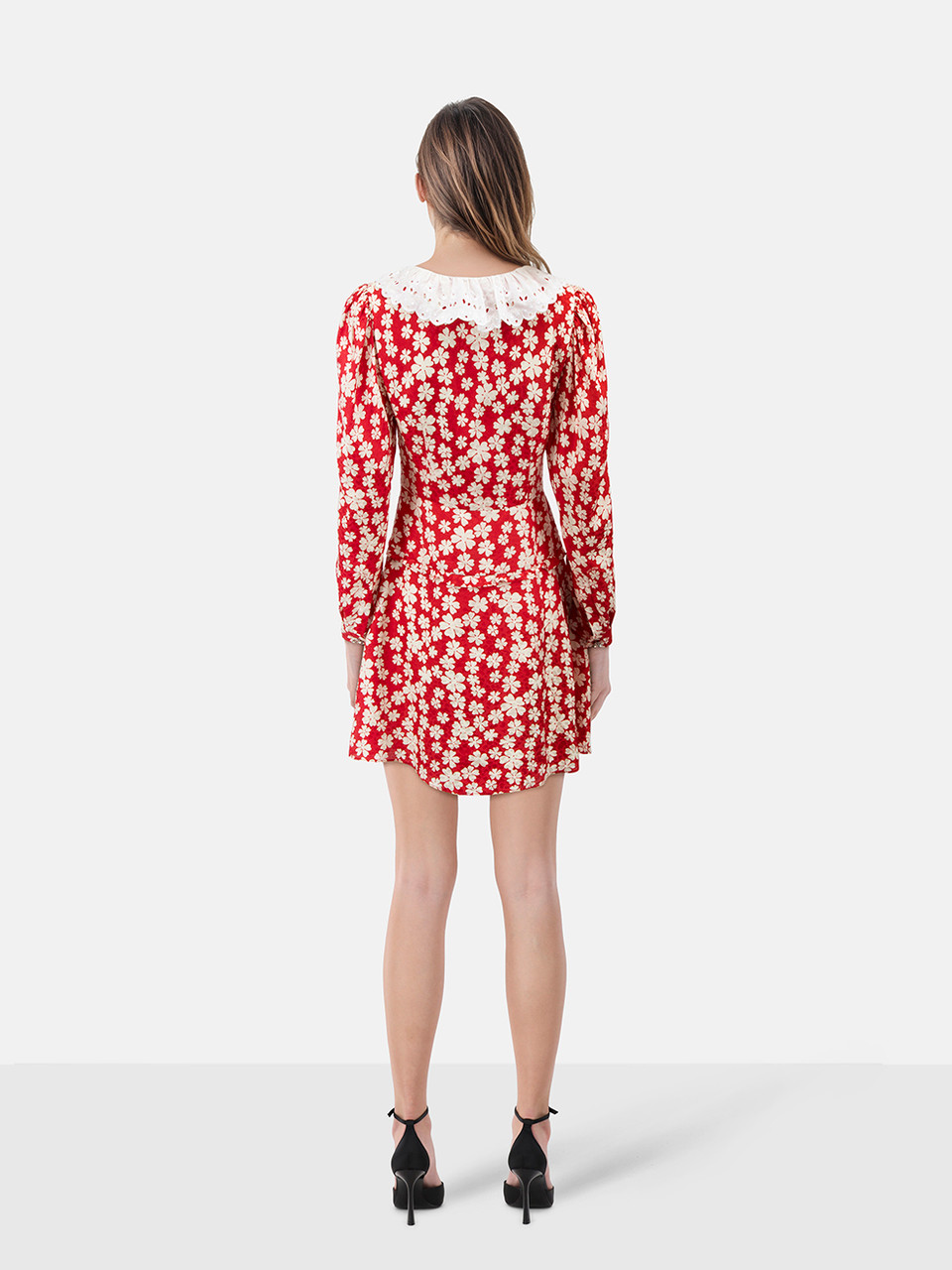 Miu Miu Red Silk Floral Mini Dress