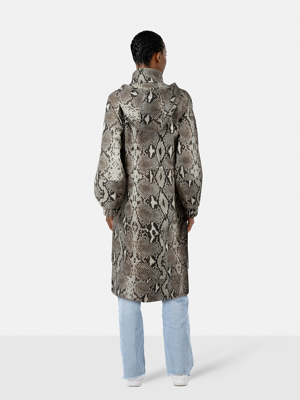 Essentiel Antwerp Snake Print Hooded Raincoat
