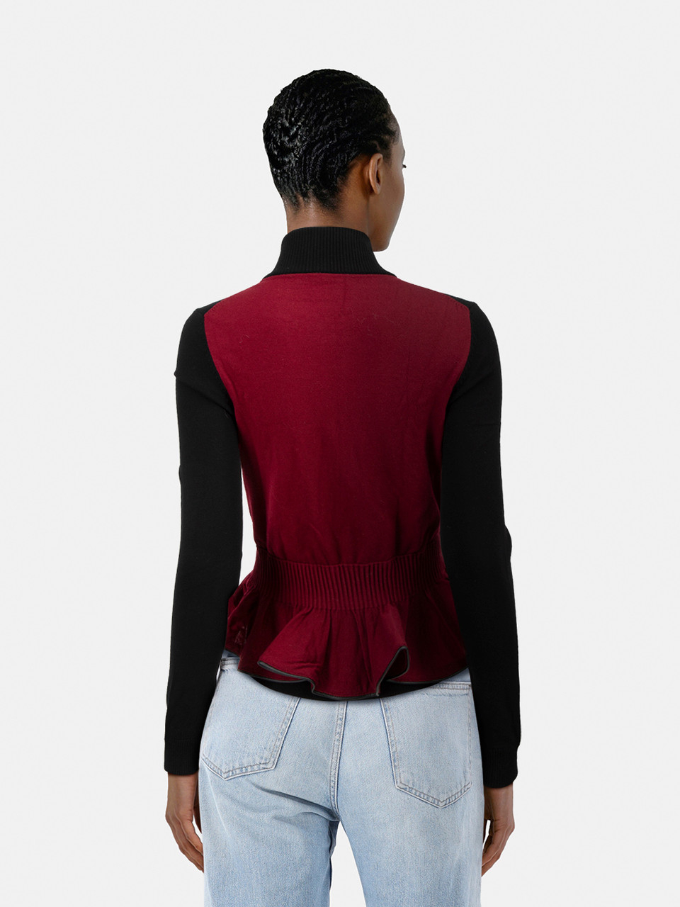 Alexander McQueen Two Tone Knit Peplum Jacket