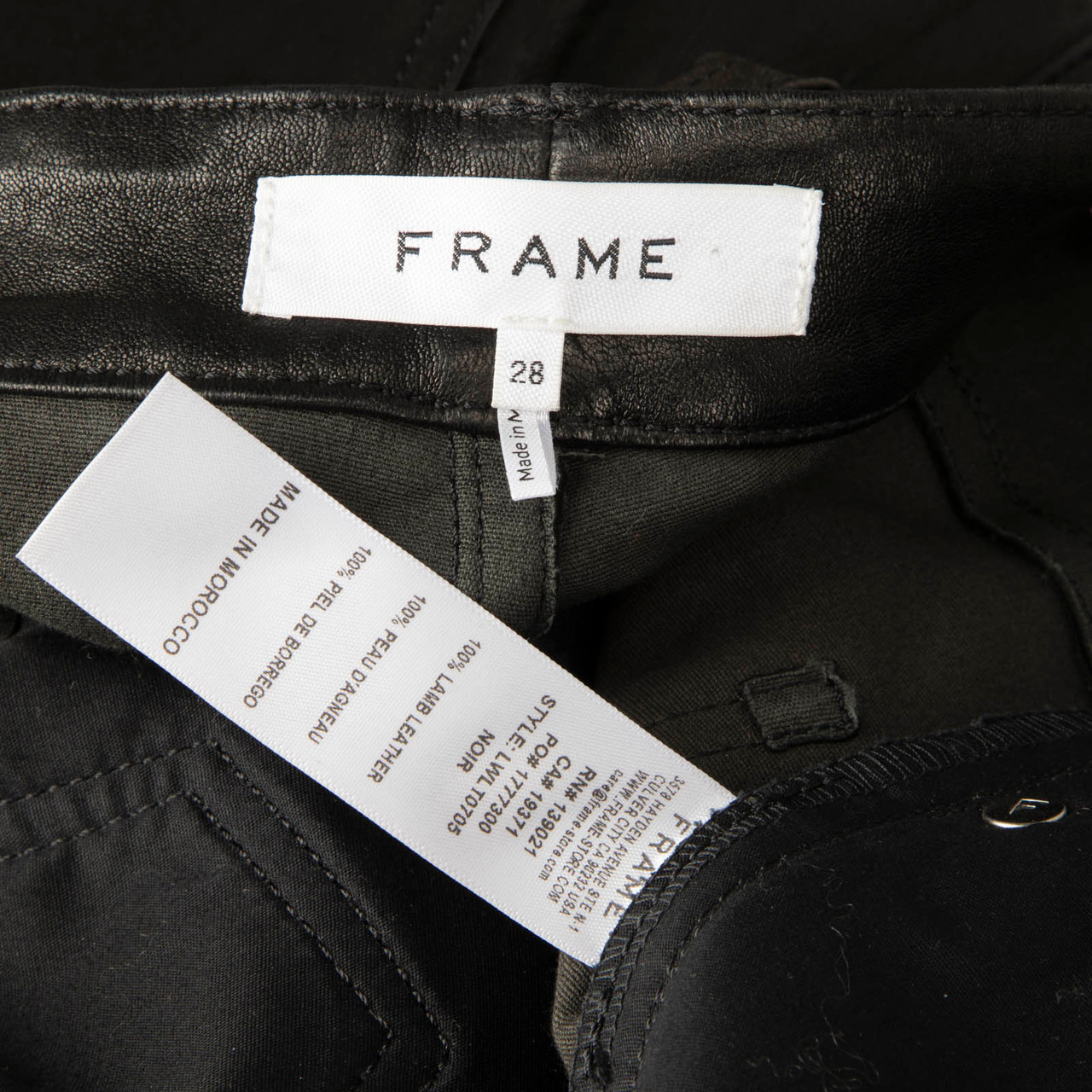 FRAME Black Lamb Leather Straight Trousers