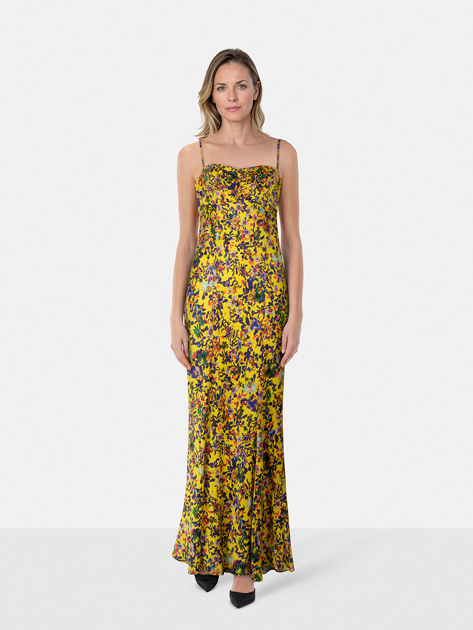 Saloni Floral Silk Maxi Dress