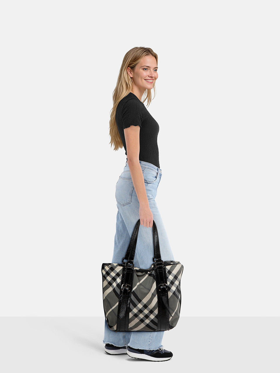 Burberry Grey Nova Check Tote Bag