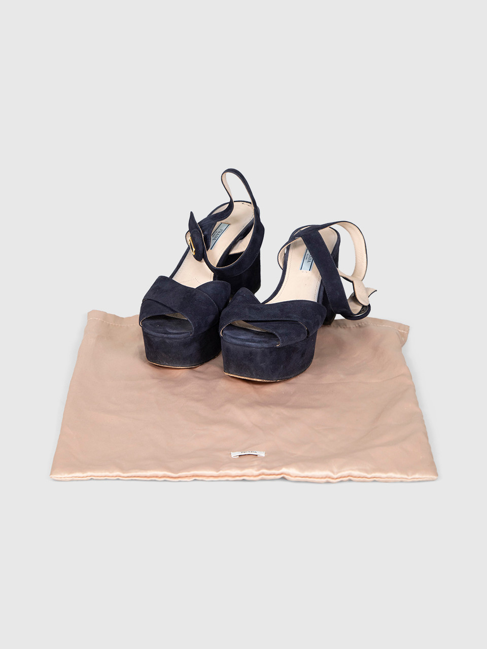 Prada Navy Suede Platform Sandals