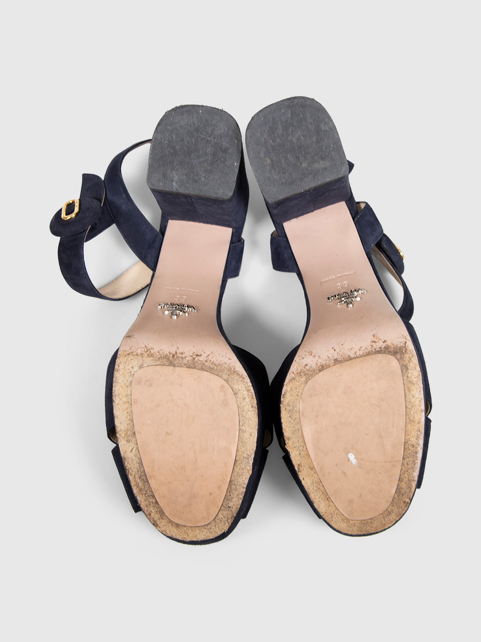 Prada Navy Suede Platform Sandals