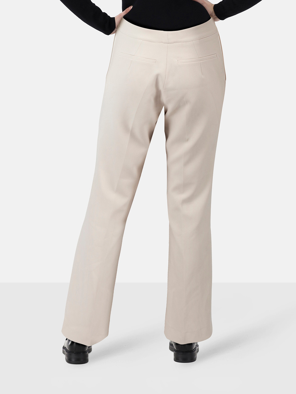 Safiyaa Ecru Flared High Rise Trousers