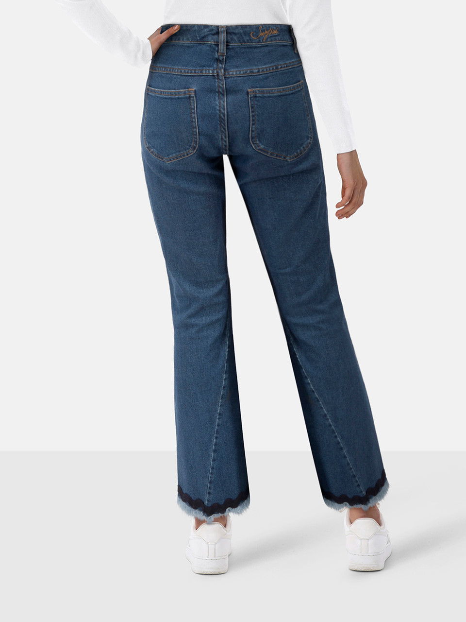 Chloé See By Chloé Blue Denim Fringed Hem Flared Jeans