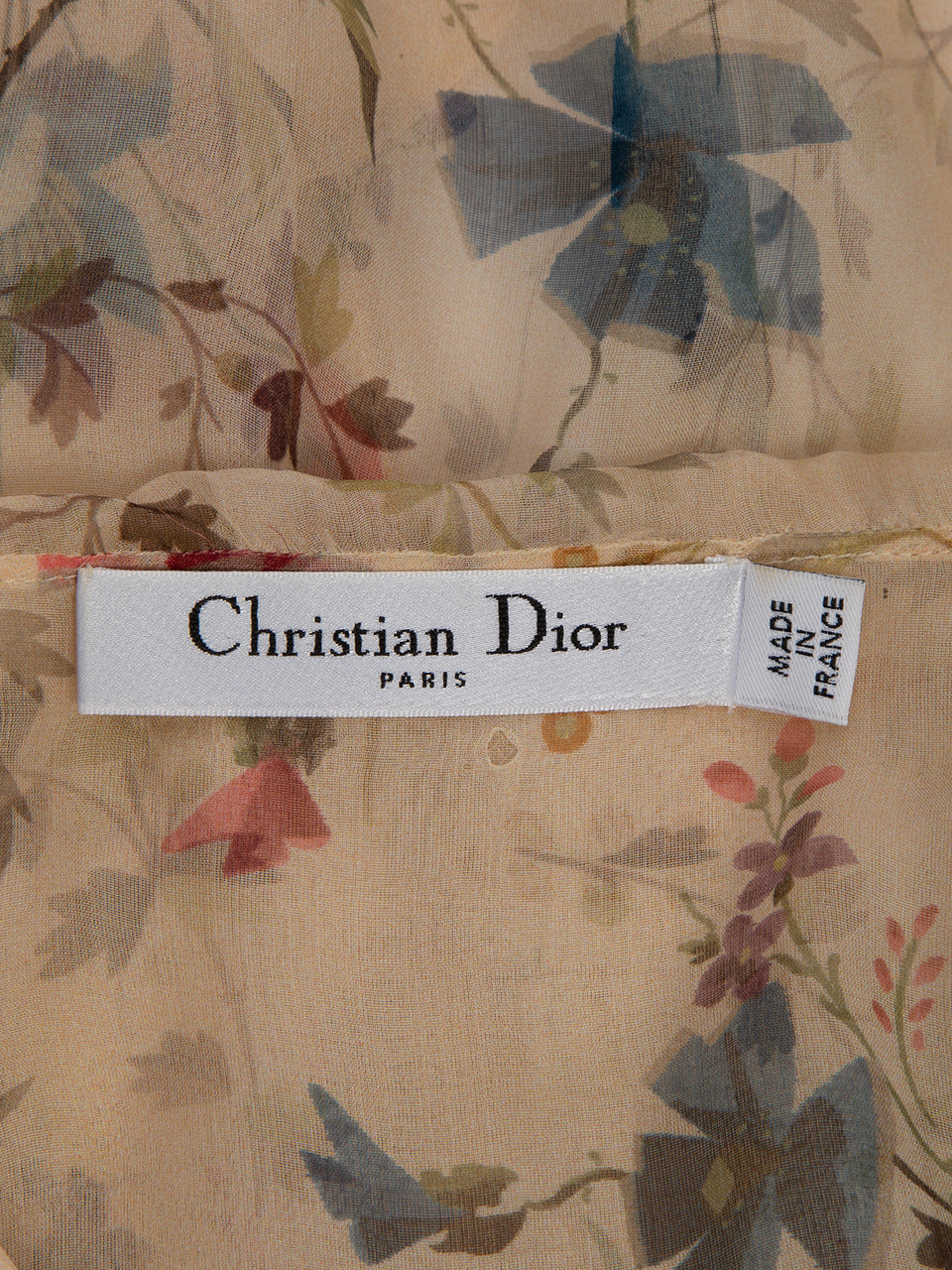 Christian Dior Floral Button Up Blouse With Ruffle Detail