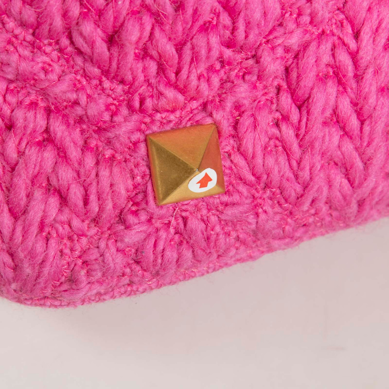 Valentino Garavani Pink Roman Stud Knit Top Handle Bag