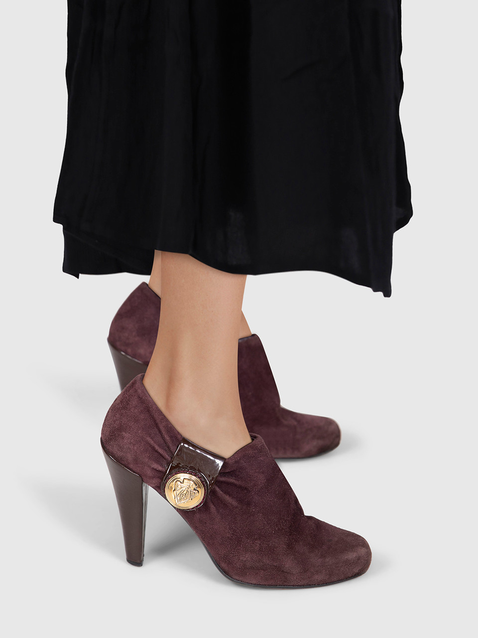 Gucci Purple Suede Heeled Ankle Boots
