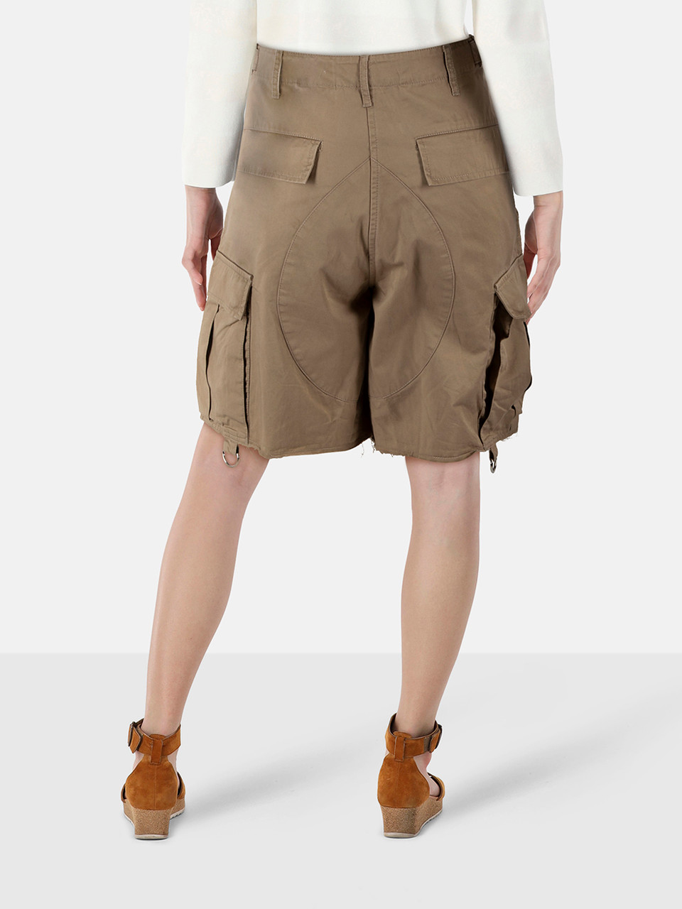 Céline Beige Raw Hem Cargo Shorts