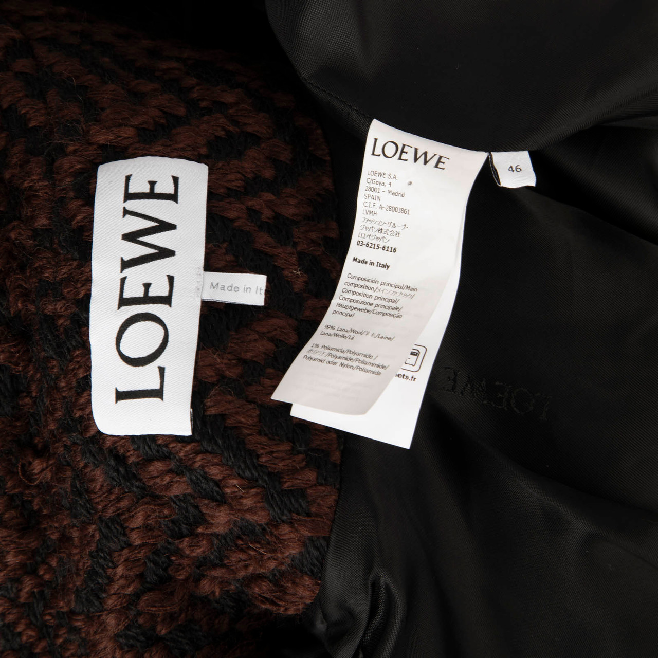 Loewe Brown & Black Wool Herringbone Jacket