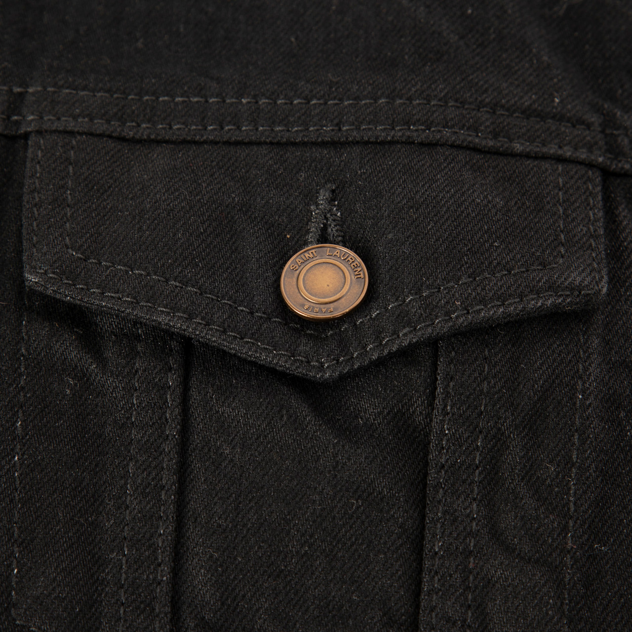 Saint Laurent Black Denim Leather Collar Jacket