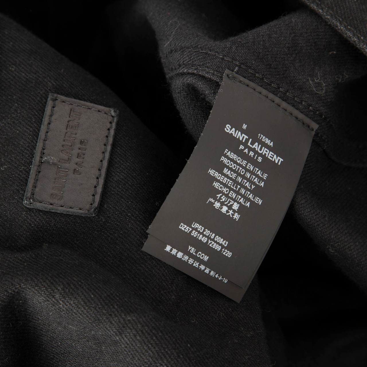 Saint Laurent Black Denim Leather Collar Jacket