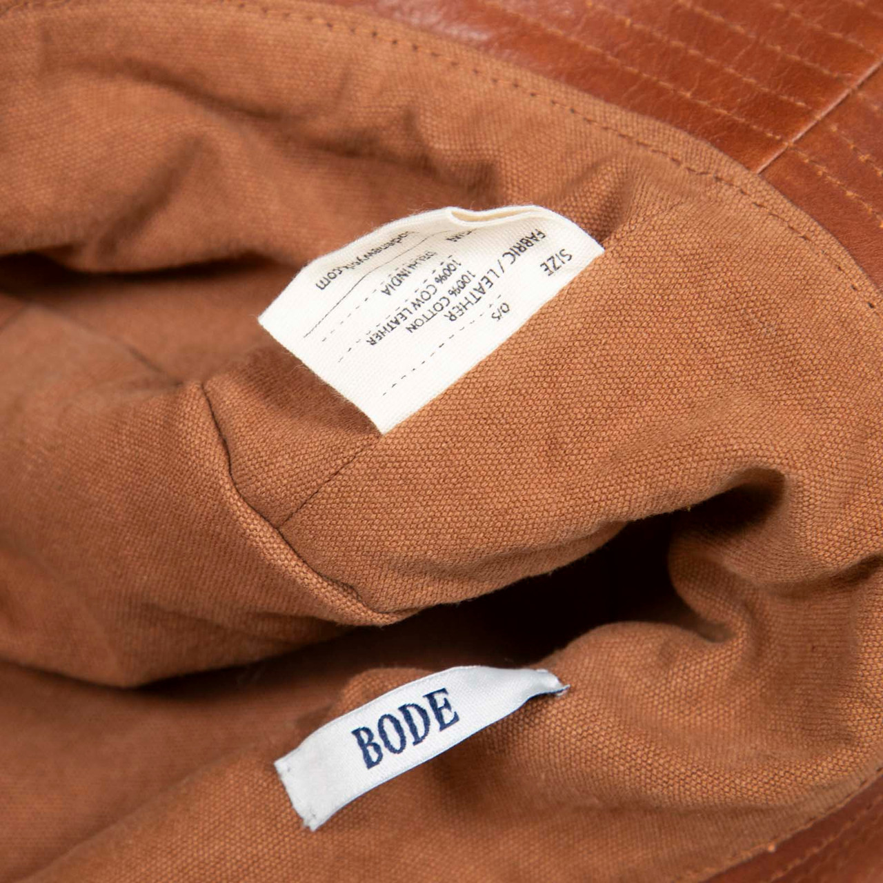 Bode Brown Leather Trim Bucket Hat