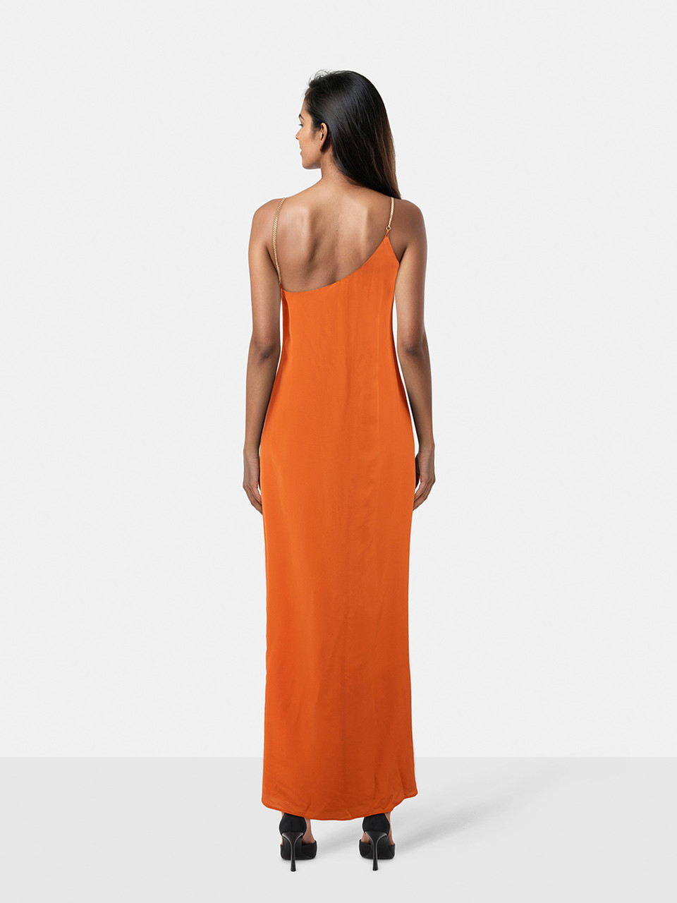 Pinko Pinko by Arzu Sabanci Orange Silk Asymmetric Dress