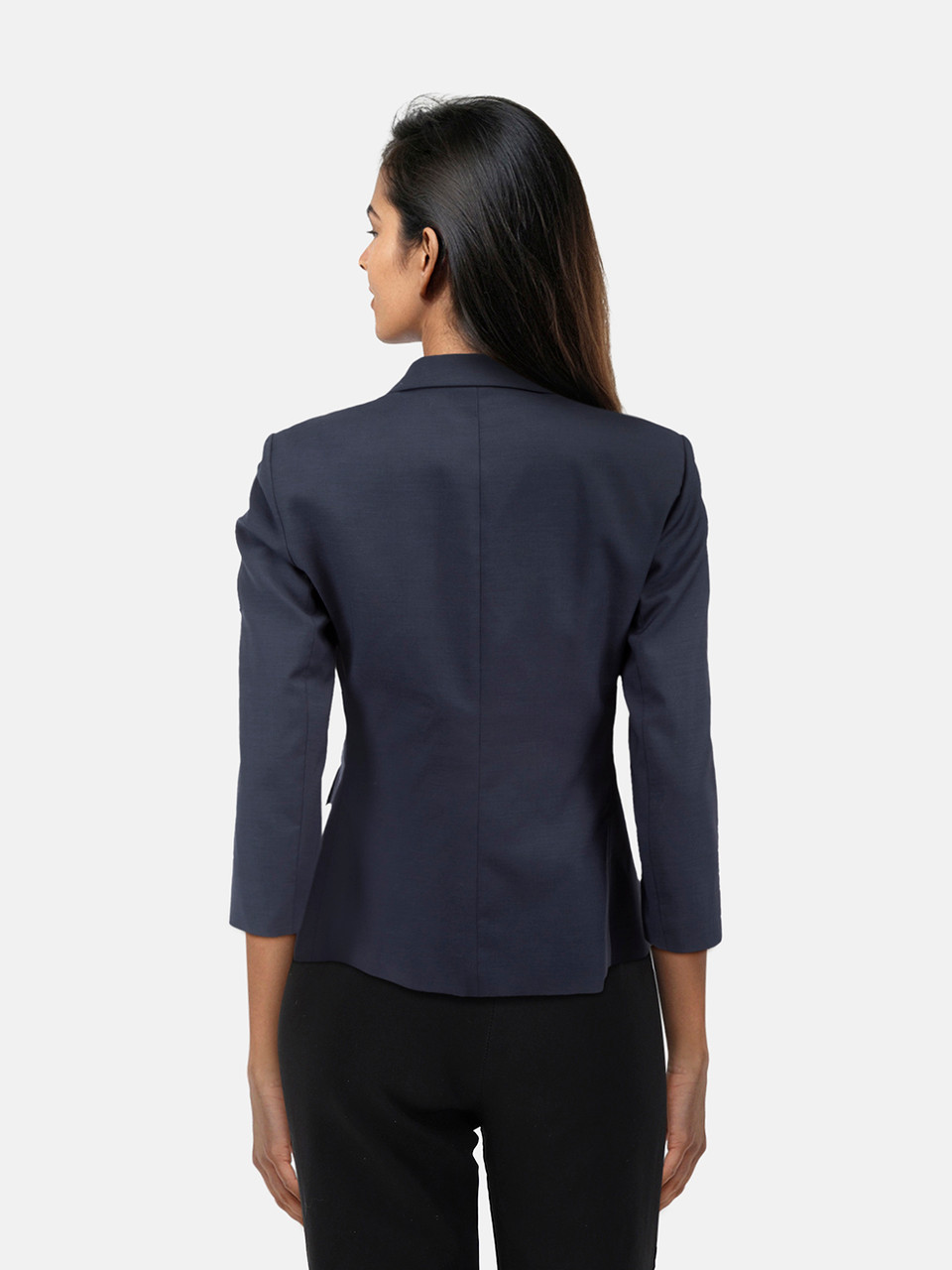 The Row Navy Wool Button Up Blazer