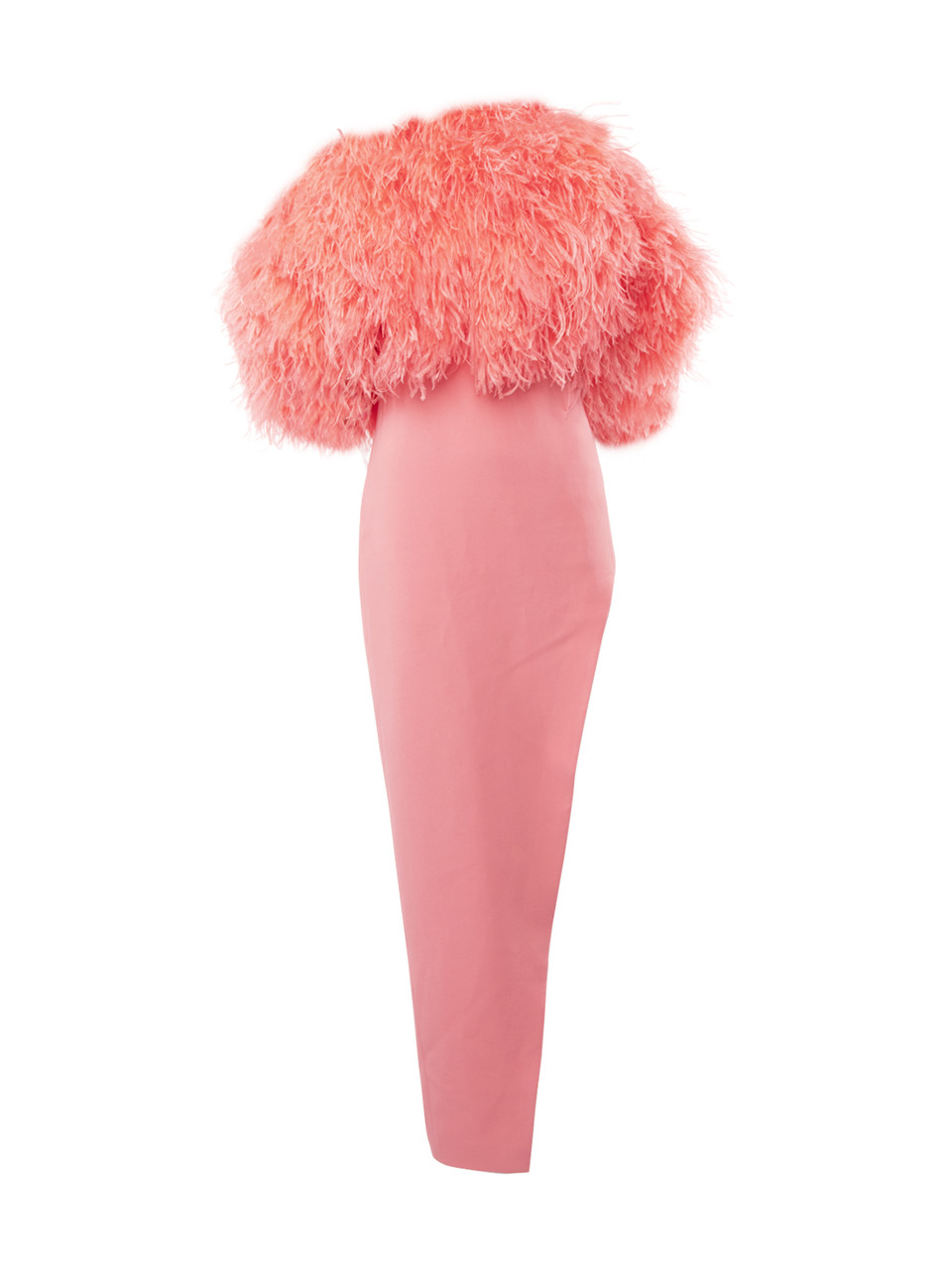 David Koma Ostrich Feather-trimmed Asymmetric Crepe Dress In Pink