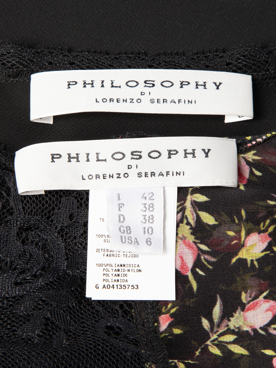 Philosophy di Lorenzo Serafini Silk and Lace Floral Print Dress