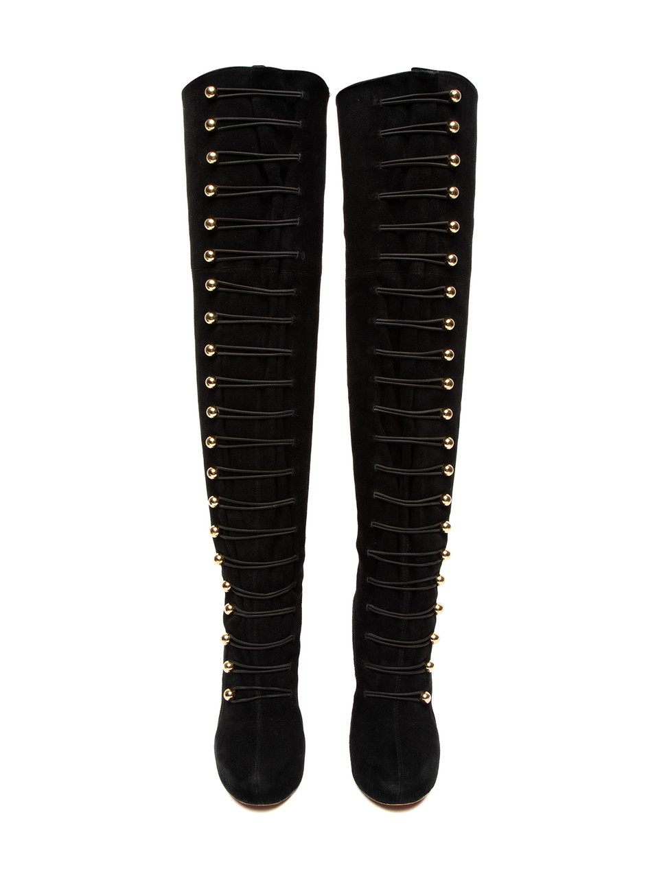 Christian Louboutin Suede Ronfifi Supra Black Over the Knee Boots