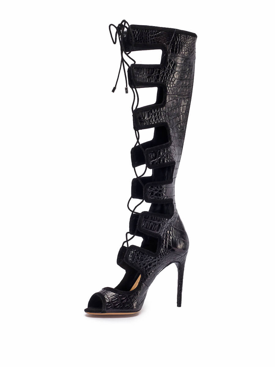 Silver knee high gladiator on sale heels