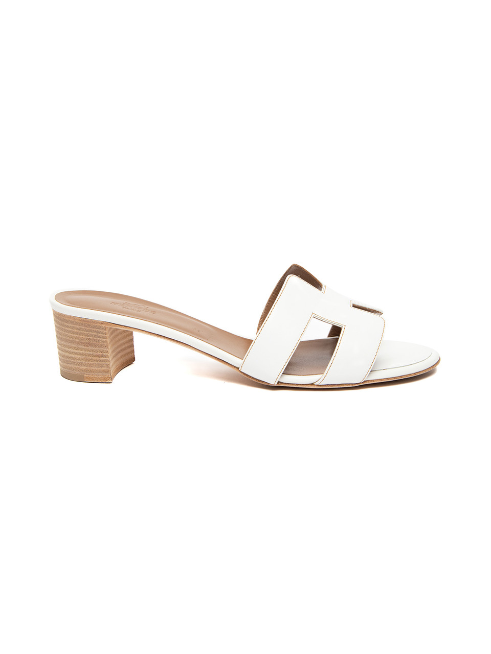 Hermes White Leather Oasis Slide Sandals Size 38 Hermes | TLC