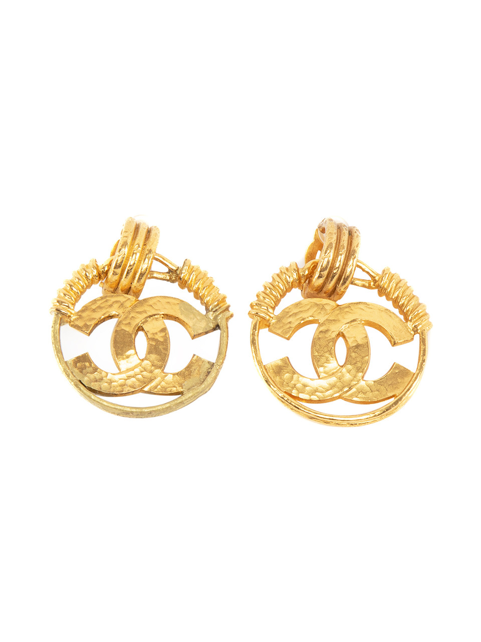 Chanel Vintage Medallion CC Gold Plated Earrings
