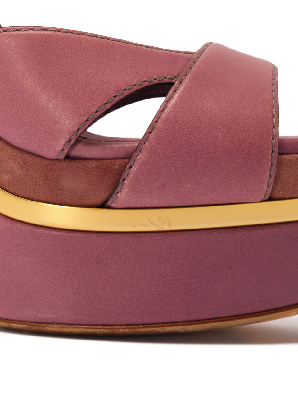 Women Gucci Buckle Sandal Platform Heels -  Purple Size 38.5 US 8.5
