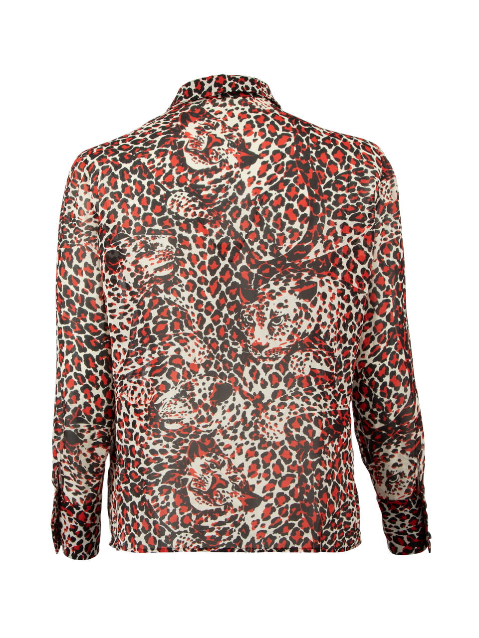Saint Laurent Leopard Print Silk Button Down Shirt