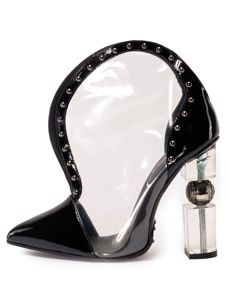 Balmain Black Patent Leather &amp; PVC Ankle Boot Heels