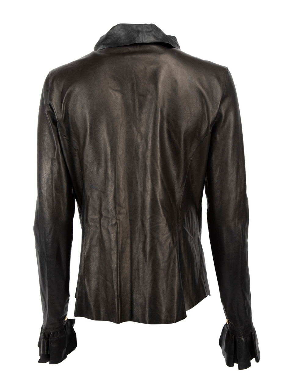 Gucci Ruffle Detail Leather Shirt