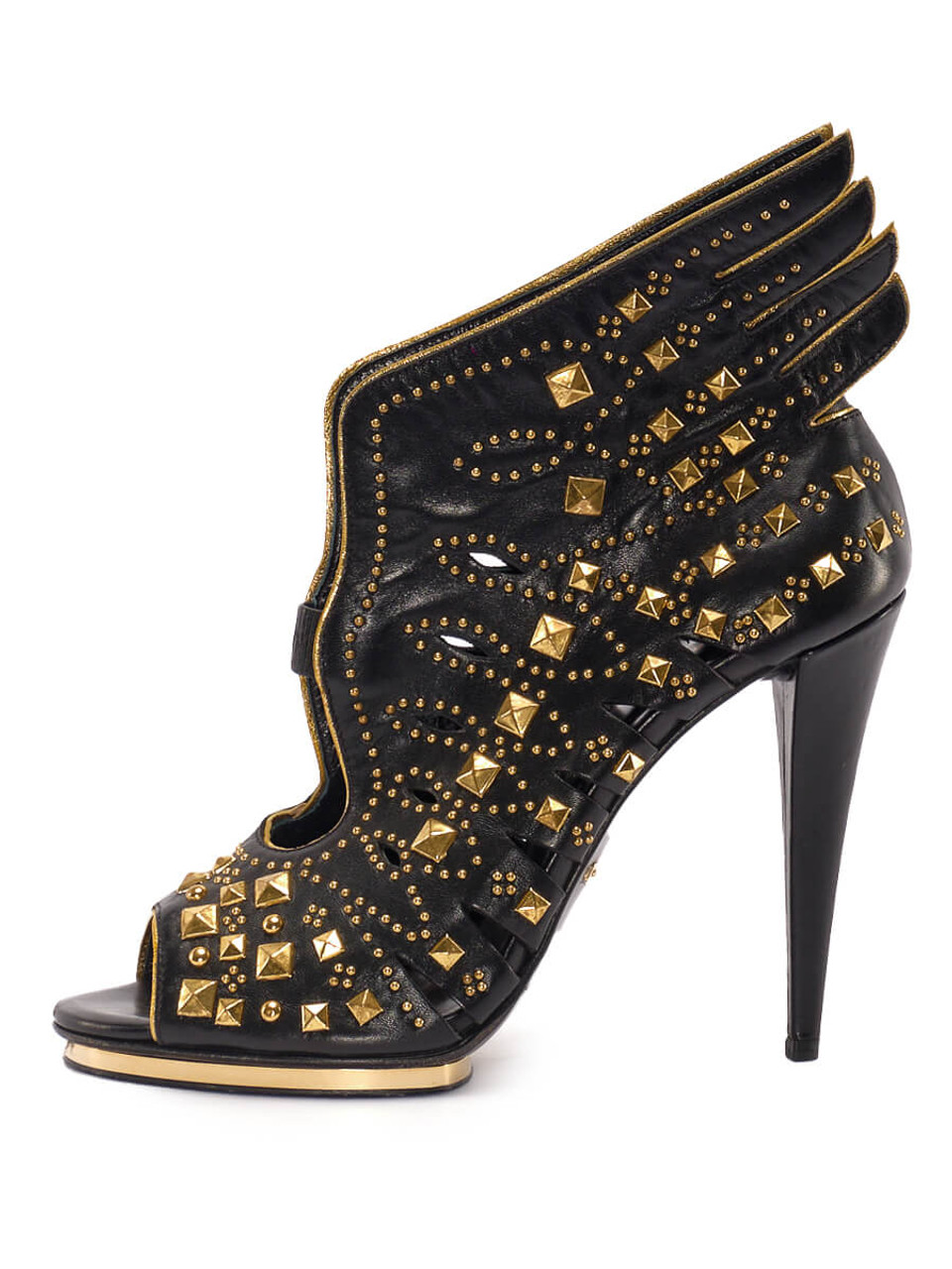 Women Roberto Cavalli Embellished Angel Sandal Heels -  Black Size 38.5 US 8.5