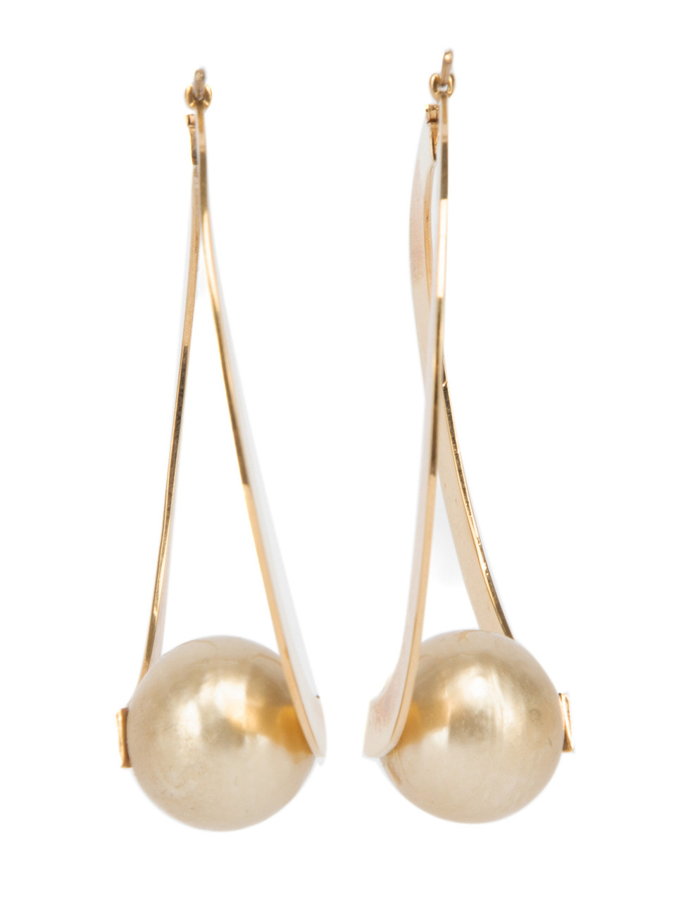 Céline Glass Pearl Gold Brass Large Earrings