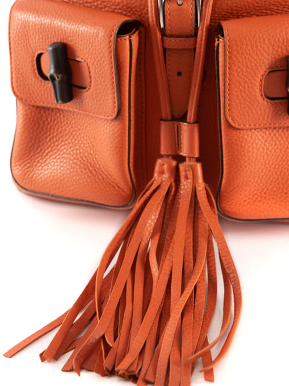 Women Gucci Medium Bamboo Tassel Backpack - Orange