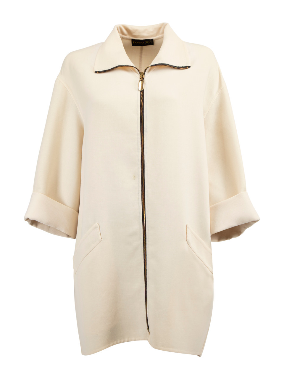 Donna Karan Cream Drop Shoulder Coat