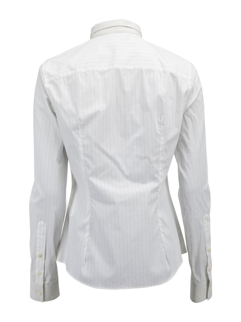 Dolce & Gabbana White Cotton Pinstripe Detachable Collar Shirt